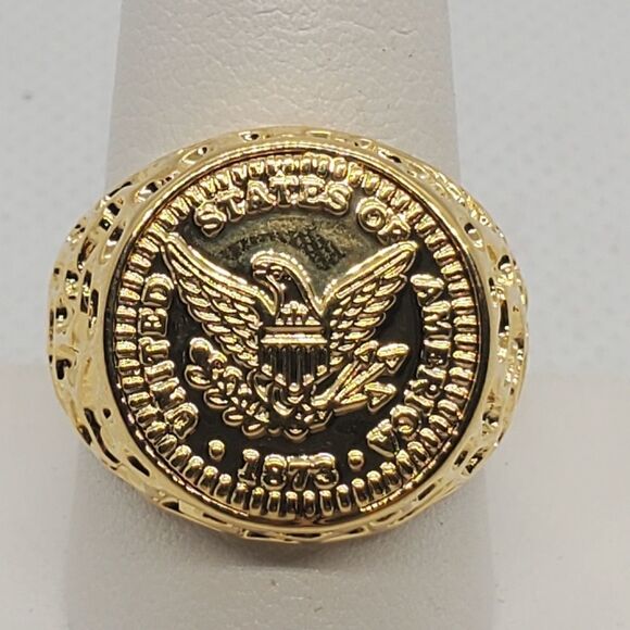 NWT Seta Gold Electroplated United State Eagle Coin Ring - Picture 1 of 6